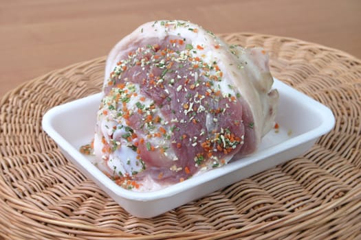 Ham strewed by seasoning