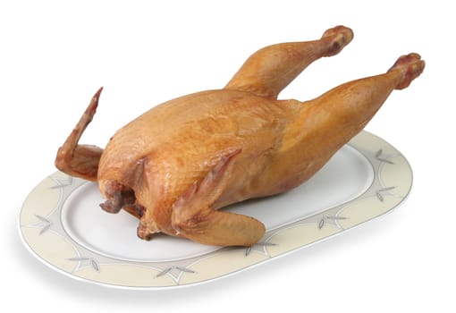 smoked chicken a white background