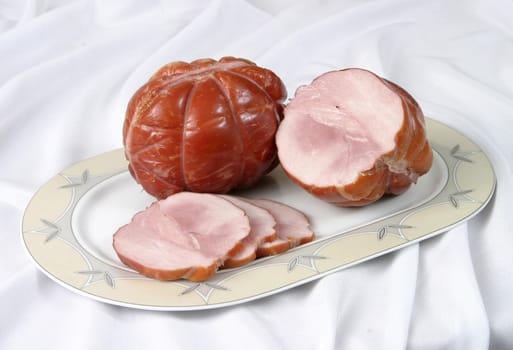 Slices of smoked pork bacon
