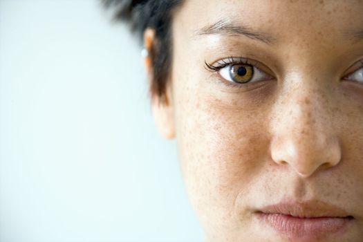 Close up portrait of young Caucasian woman.