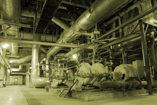 Pipes inside energy plant          