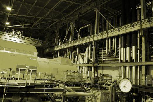 Pipes inside energy plant    