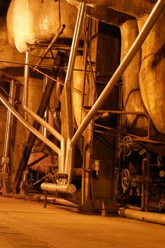 different size and shaped pipes at a power plant        