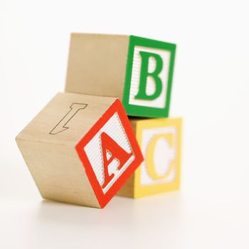 ABC alphabet blocks stacked together.