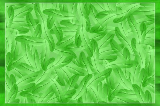 The grunge abstract green feathers illustration background