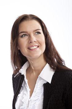 isolated young business woman over white background