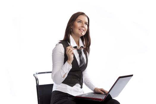 isolated young business woman over white background
