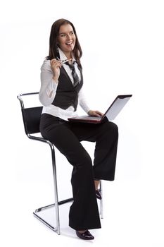 isolated young business woman over white background