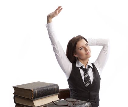 isolated young business woman over white background