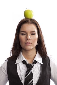 isolated young business woman over white background