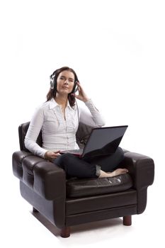 isolated young business woman over white background