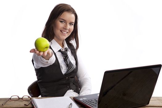 isolated young business woman over white background