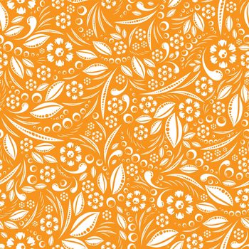 White flower pattern on an orange background