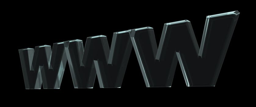 www letters on black background - 3d illustration