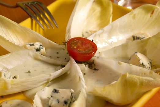 Chicory salad with blue cheese dressing