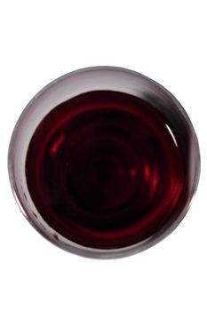 an overhead view of glass of wine with clipping path