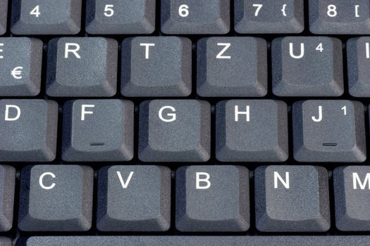 Closeup of the keyboard of a laptop