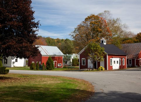 Rural village scene in town of Grafton in Vermont in autumn glory