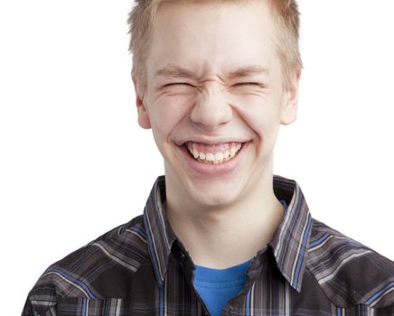 Isolated teen boy posing and over white background