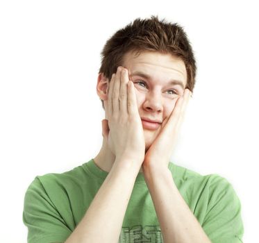 isolated teen aged boy over white background