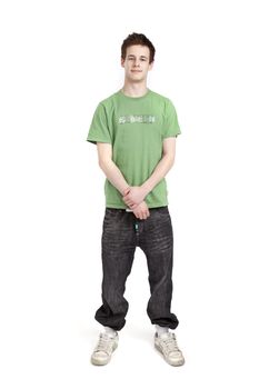 isolated teen aged boy over white background