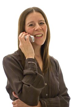 image of a young professional smiling woman on a mobile phone