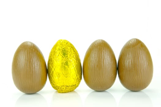 Chocolate easter eggs isolated against a white background