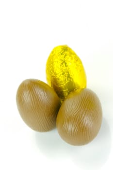 Chocolate easter eggs isolated against a white background