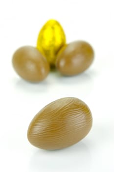 Chocolate easter eggs isolated against a white background