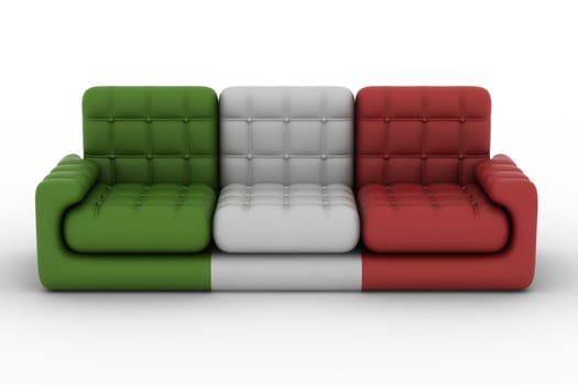 Isolated leather sofa. An interior. 3D image.