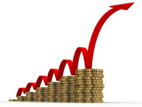 diagram of growth. 3D image. Isolated illustration