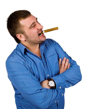 man with cigar isolated over white with clipping path