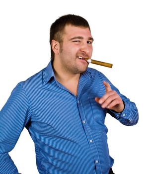 man with cigar isolated over white with clipping path