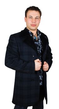 sad gentleman in checkered coat isolated over white with clipping path