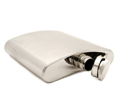 Photo of the metal flask against the white background