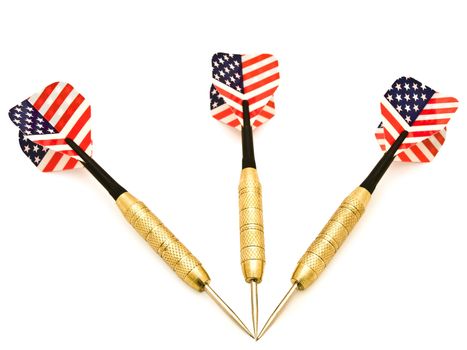 Photo of three darts over the white background