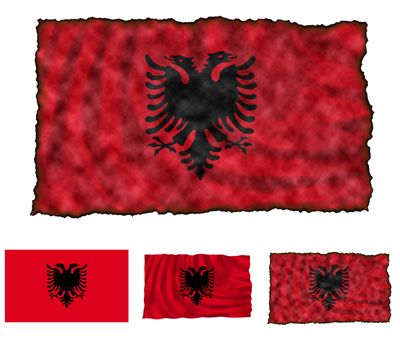Illustration of national color of Albania in three different styles