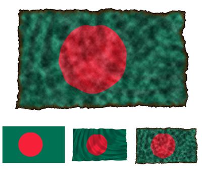 Illustration of national color of Bangladesh in three different styles