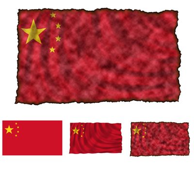 Illustration of national color of China in three different styles