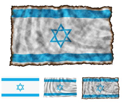 Illustration of national color of Israel in three different styles