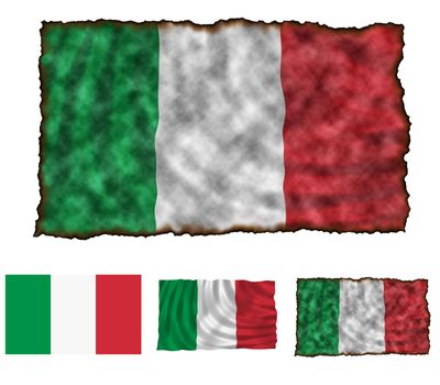 Illustration of national color of Italy in three different styles