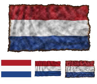 Illustration of national color of Netherlands in three different styles
