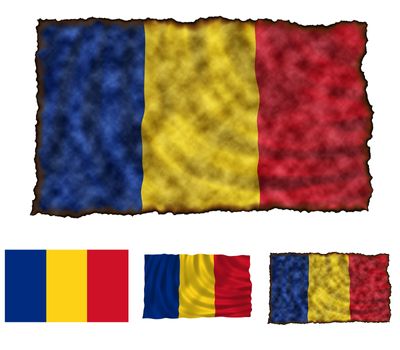 Illustration of national color of Romania in three different styles