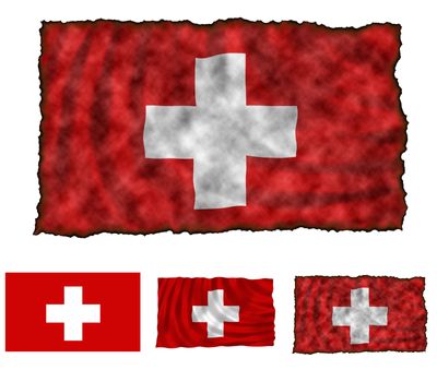Illustration of national color of Switzerland in three different styles