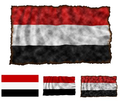 Illustration of national color of Yemen in three different styles