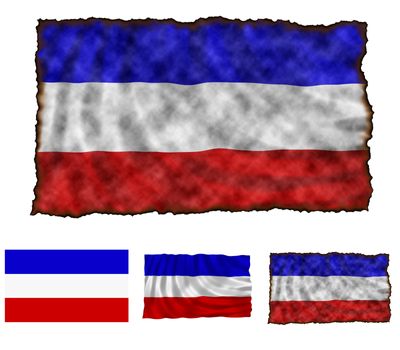Illustration of national color of Yugoslavia in three different styles