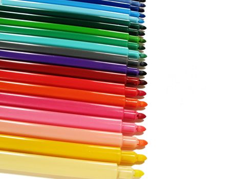 Colored felt-tip pens isolated on white.