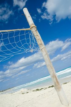 volleyball net on a empty sunny beach