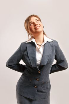 Business woman isolated against white background.