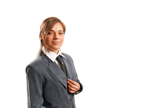 Business woman pointing at camera